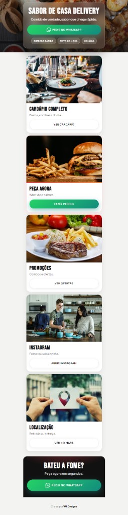Mockup mobile WR BioLink — Sabor de Casa Delivery, cardápio e pedidos rápidos